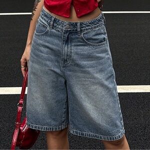 Levi’s 569 Y2K Denim Skater Shorts Jean Medium Wash Sz 34 Indie Grunge Laidback